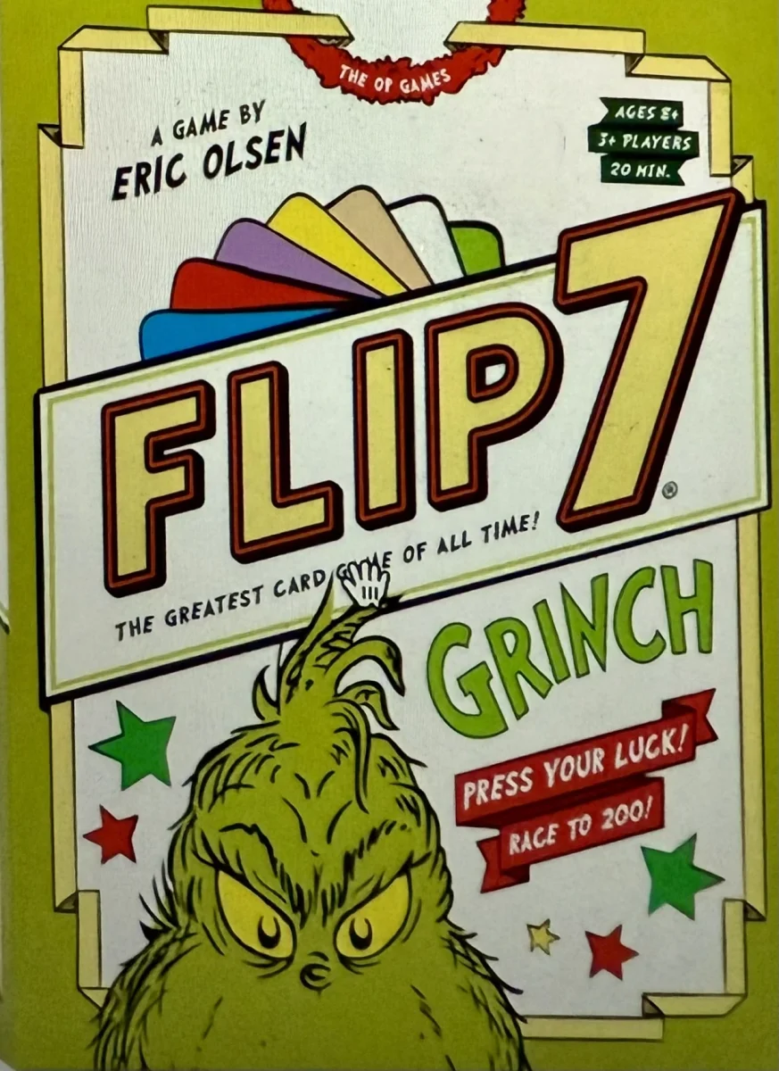 Flip 7 Grinch Edition. Our recommendation of Christmas Themed Board Games